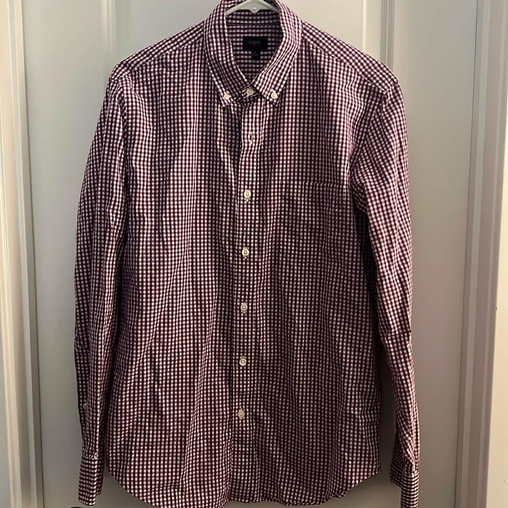 J. Crew Micro Gingham slim performance dress shirt